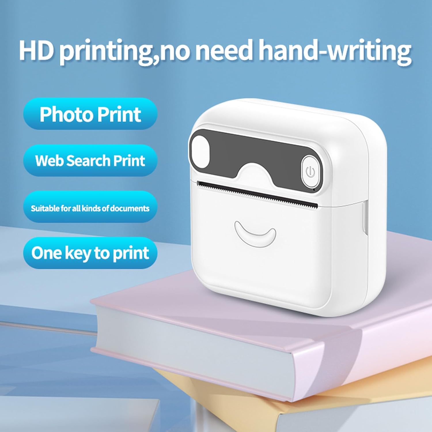 Mini Printer Innkless Inkless Mini Compact Thermal Printer(B/W) - White Smiley – Grippie Chennai