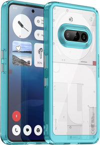 Hard PC + TPU Frame, Drop-Resistant, Protective Case Compatible with Nothing Phone 3a (Transparent Blue)