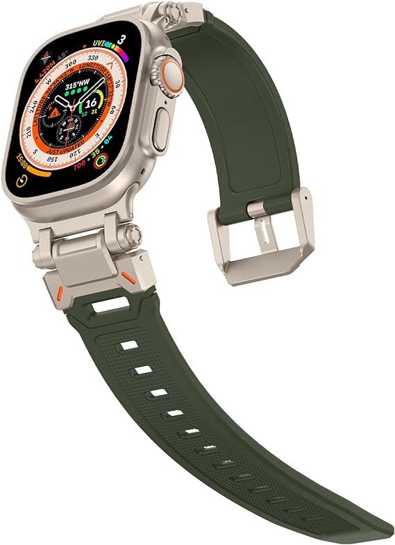 Titanium-Green Luxury Armor Style Sports Bands Compatible For iWatch 42/44/45/49 MM