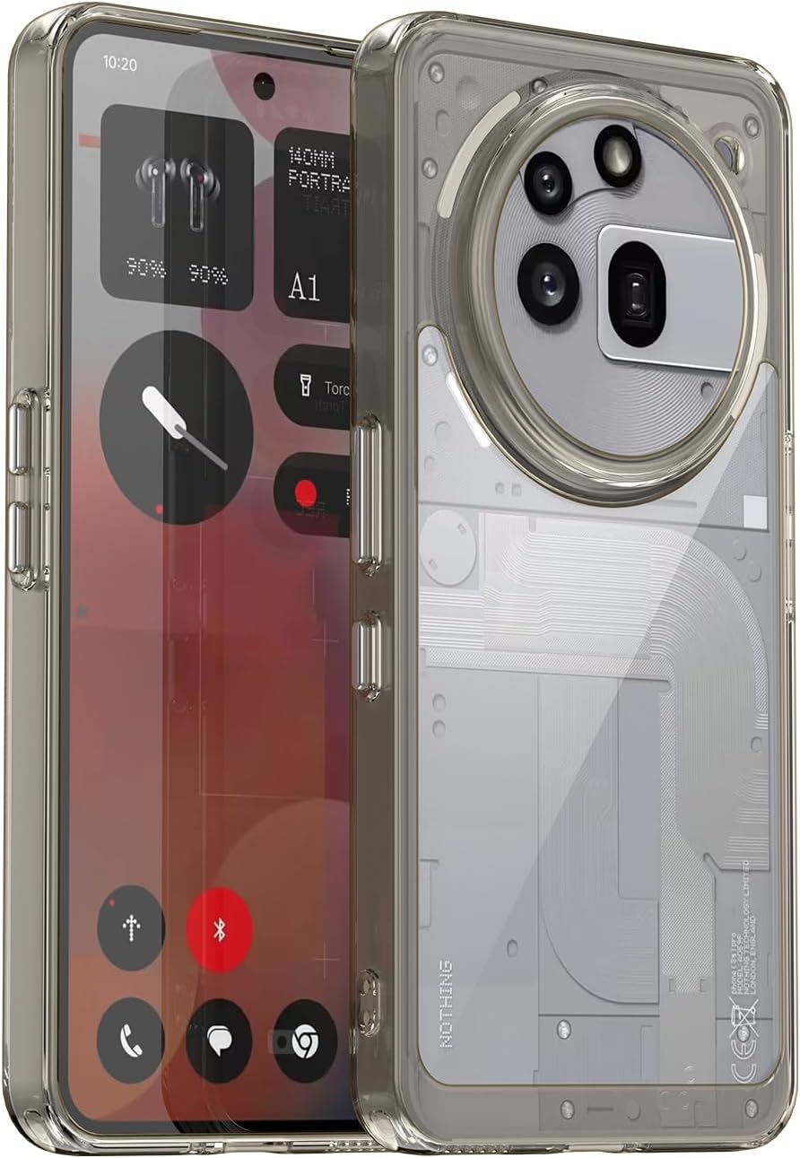 Hard PC + TPU Frame, Drop-Resistant, Protective Case Compatible with Nothing Phone 3a Pro (Transparent Grey)