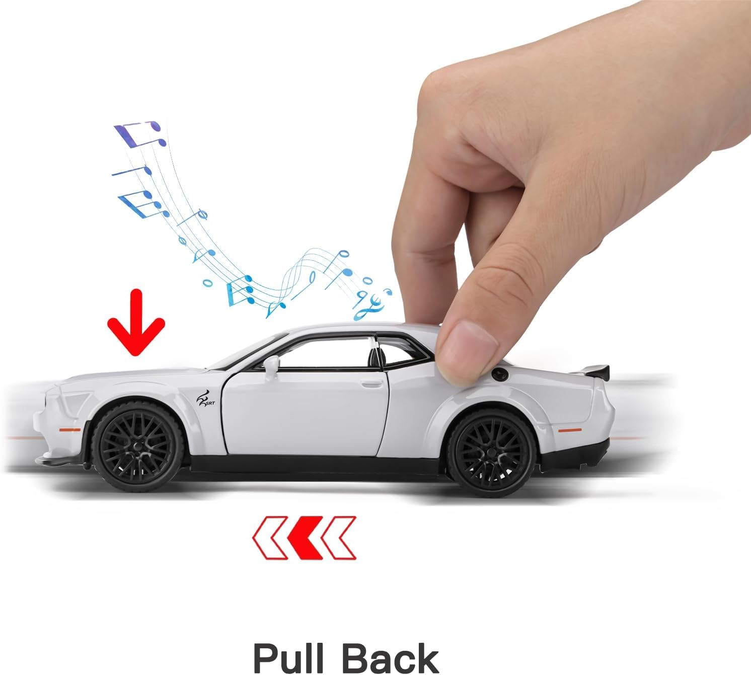 1:32 Scale Exclusive Alloy Metal Pull Back Die-cast Dodge Challenger-Grey