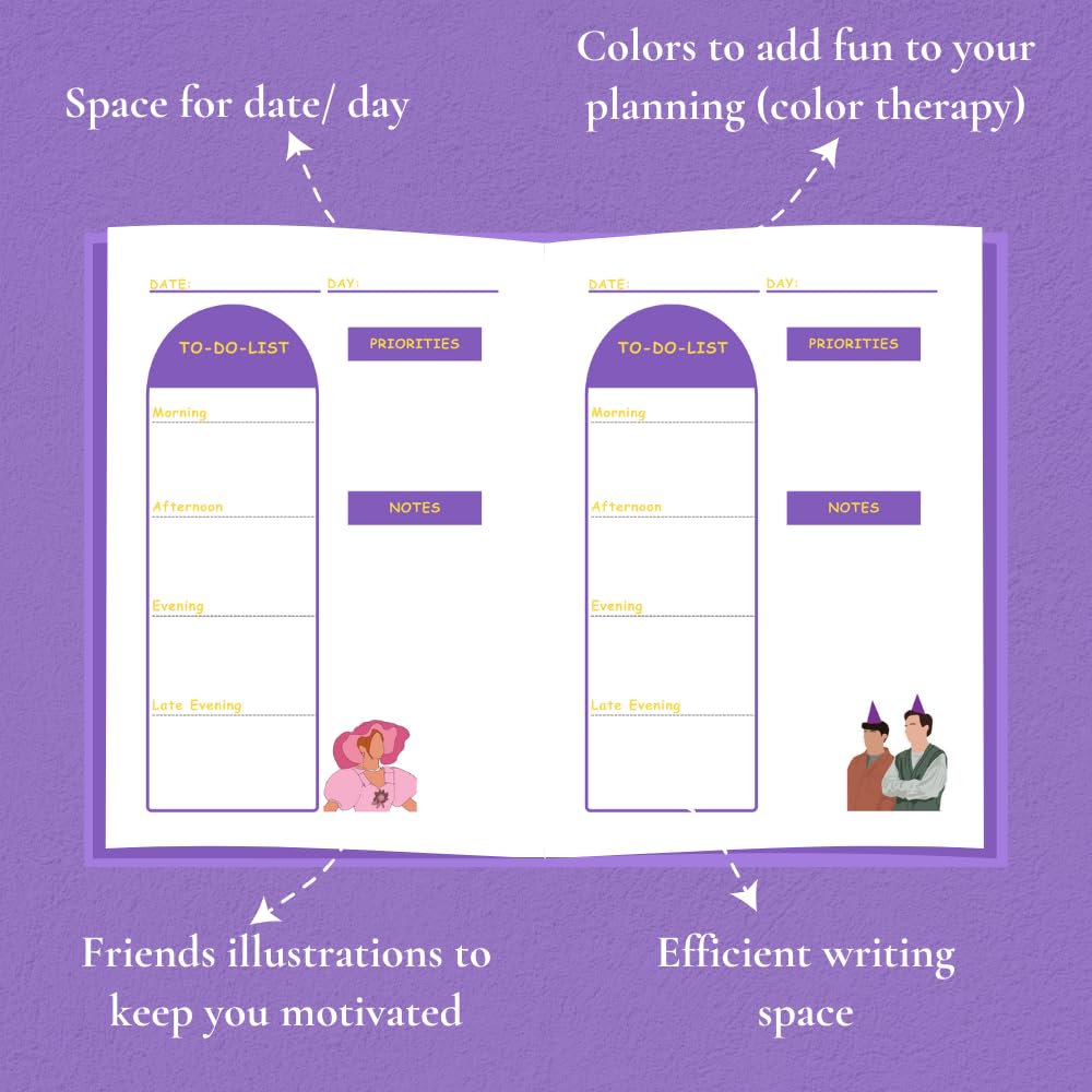 Friends Undated Planner | A5 size | 100 GSM Paper | 300+ Pages | Monthly & Yearly Trackers | Daily Schedules | Self-Discovery Activities | Budget Tracker - D2