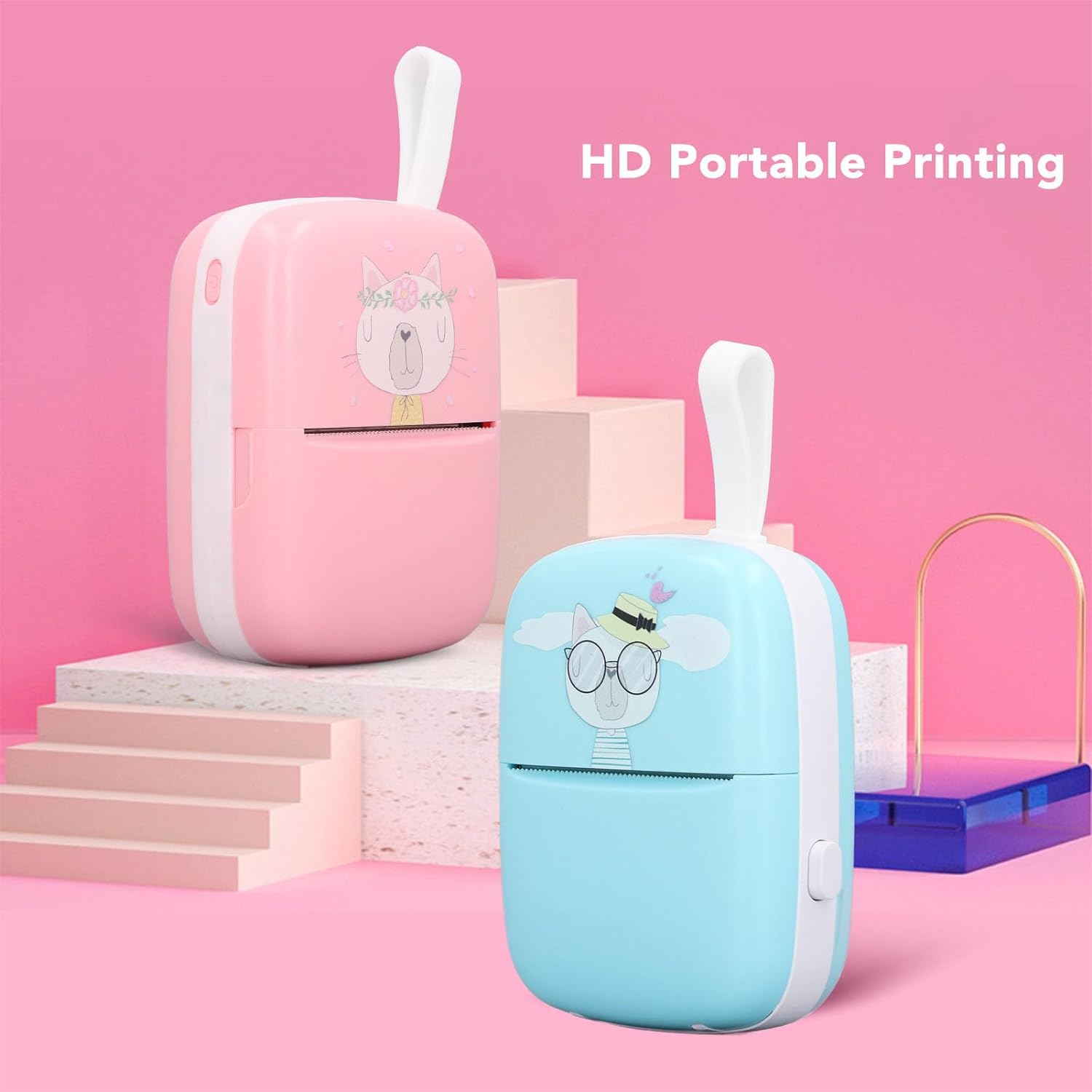 Inkless Mini Compact Thermal Printer(B/W) - Pink