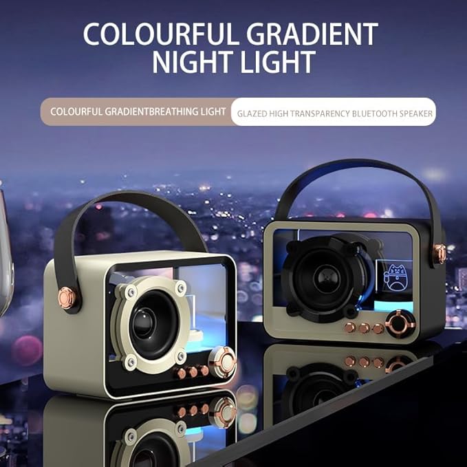 White Transparent Wireless Bluetooth Speaker with RGB Lights TF Card FM AUX Support 5W HiFi HD Sound 8H Playtime