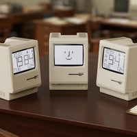 Maclock WB-8 Retro Pixel Alarm Clock, 1984 80s Computer Style Electronic Digital Clock with Large LCD Display, USB Desk Clock for Bedroom, Multiple Alarms, Calendar, Temperature, Adjustable Brightness