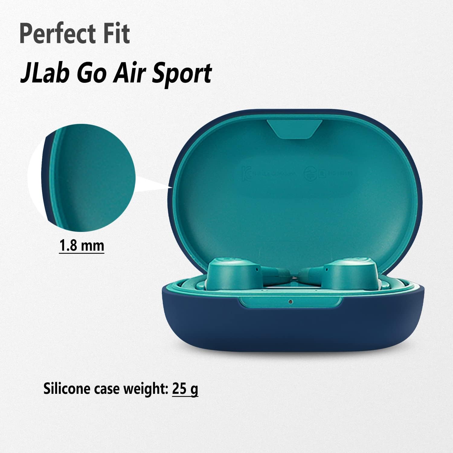 Blue Silicone Case Cover Compatible with JLAB GO Air Sport