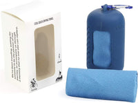 Blue Cooling Towel 40x40cm, Quick Dry Microfiber Sweat Towel with Instant Cooling Effect, Compact Travel Design, Portable Silicone Case & Carabiner for Gym, Yoga, Hiking & Outdoor Fitness