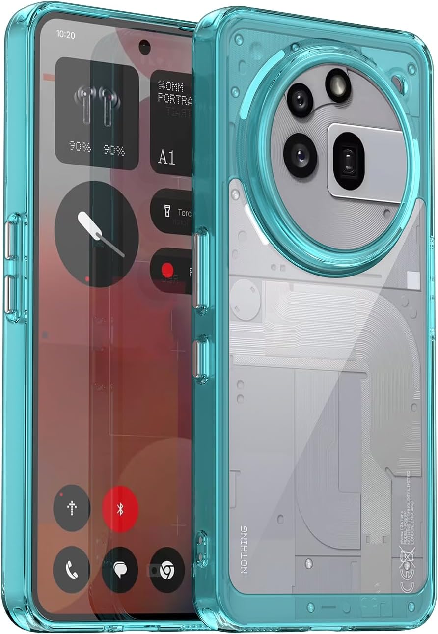 Hard PC + TPU Frame, Drop-Resistant, Protective Case Compatible with Nothing Phone 3a Pro (Transparent Blue)
