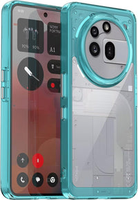 Hard PC + TPU Frame, Drop-Resistant, Protective Case Compatible with Nothing Phone 3a Pro (Transparent Blue)