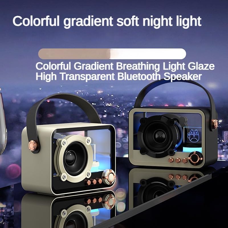Black Transparent Wireless Bluetooth Speaker with RGB Lights TF Card FM AUX Support 5W HiFi HD Sound 8H Playtime