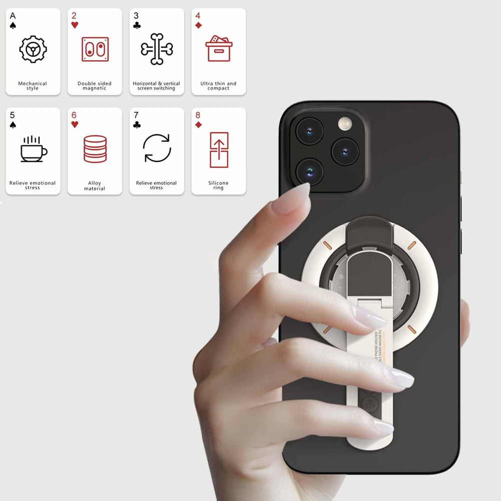 Pearl White - 360° Magnetic Rotating Phone Holder – Double-Sided Magnet