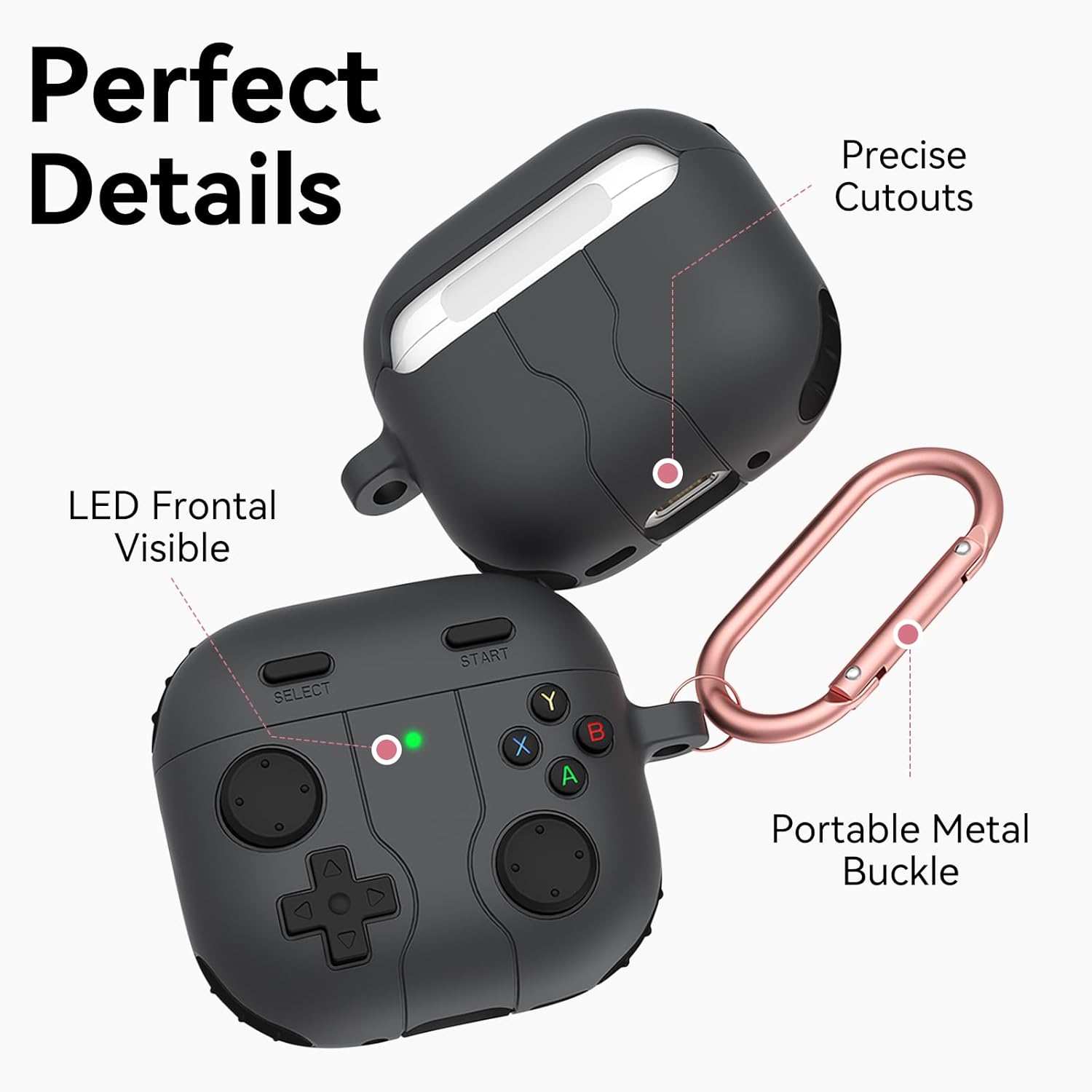 Classic Retro Handheld Game Console Design Case for Apple Air Pods 4 Case - Black