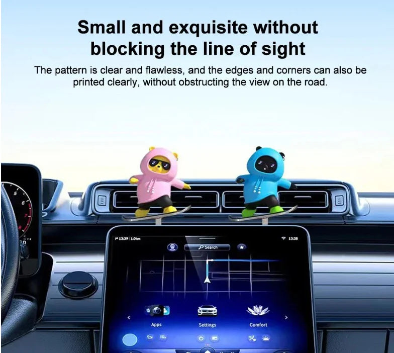Pink Panda Car Dashboard Toy –Auto Sliding Motion Decor, Cool Sliding Car Accessory, Fun Car Interior Decoration Accessories