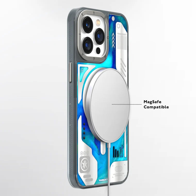 Blue Cyberpunk Luminous Quicksand iPhone 15 Pro Case