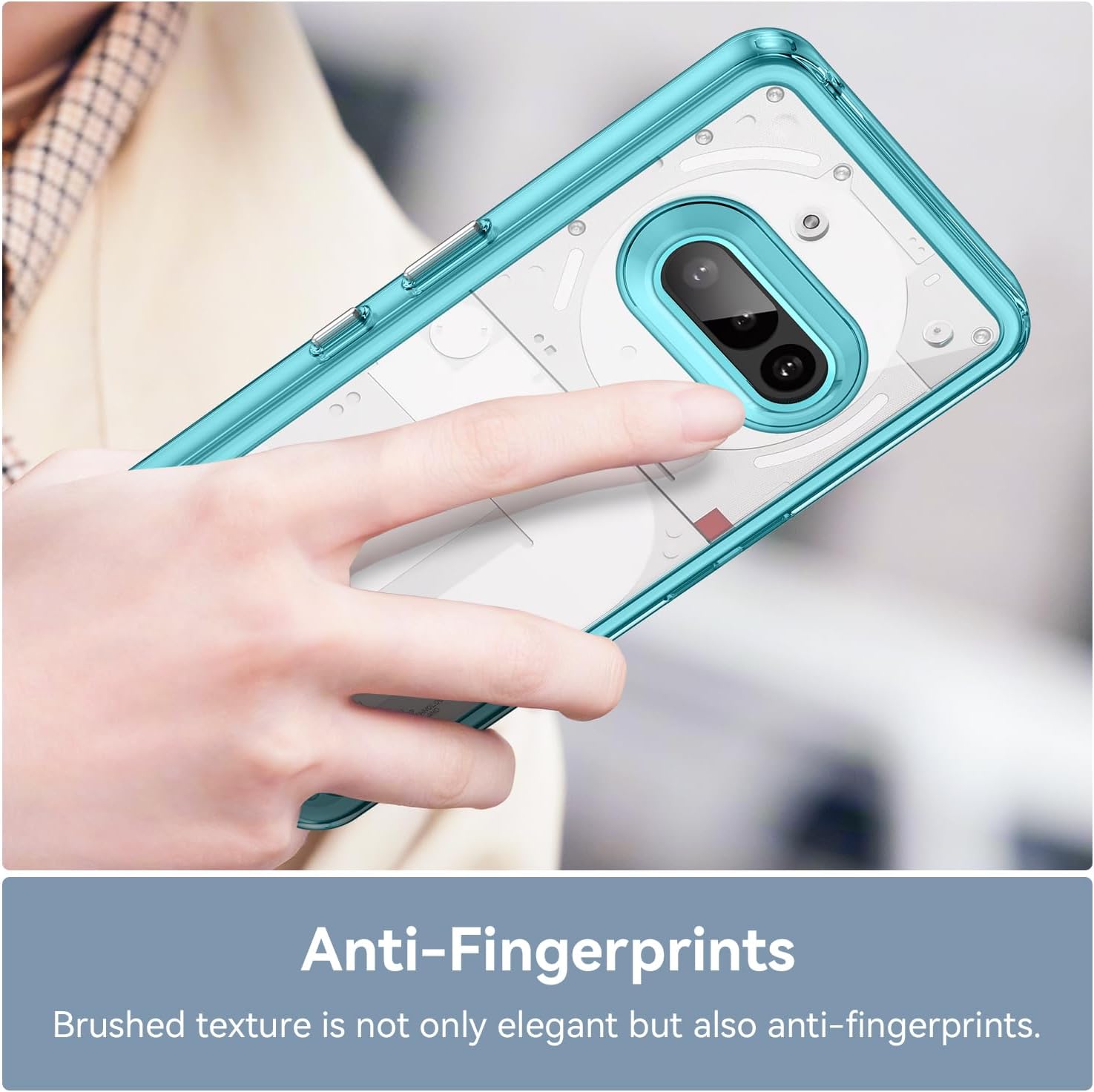 Hard PC + TPU Frame, Drop-Resistant, Protective Case Compatible with Nothing Phone 3a (Transparent Blue)