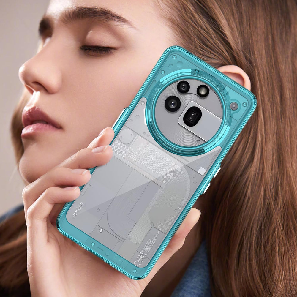 Hard PC + TPU Frame, Drop-Resistant, Protective Case Compatible with Nothing Phone 3a Pro (Transparent Blue)