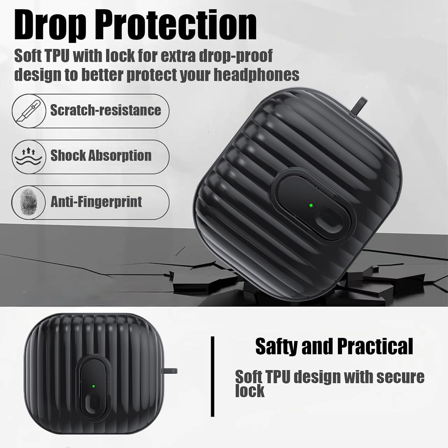 Black Luggage Design wave pattern case for Samsung Galaxy Buds3 Pro/Galaxy Buds3