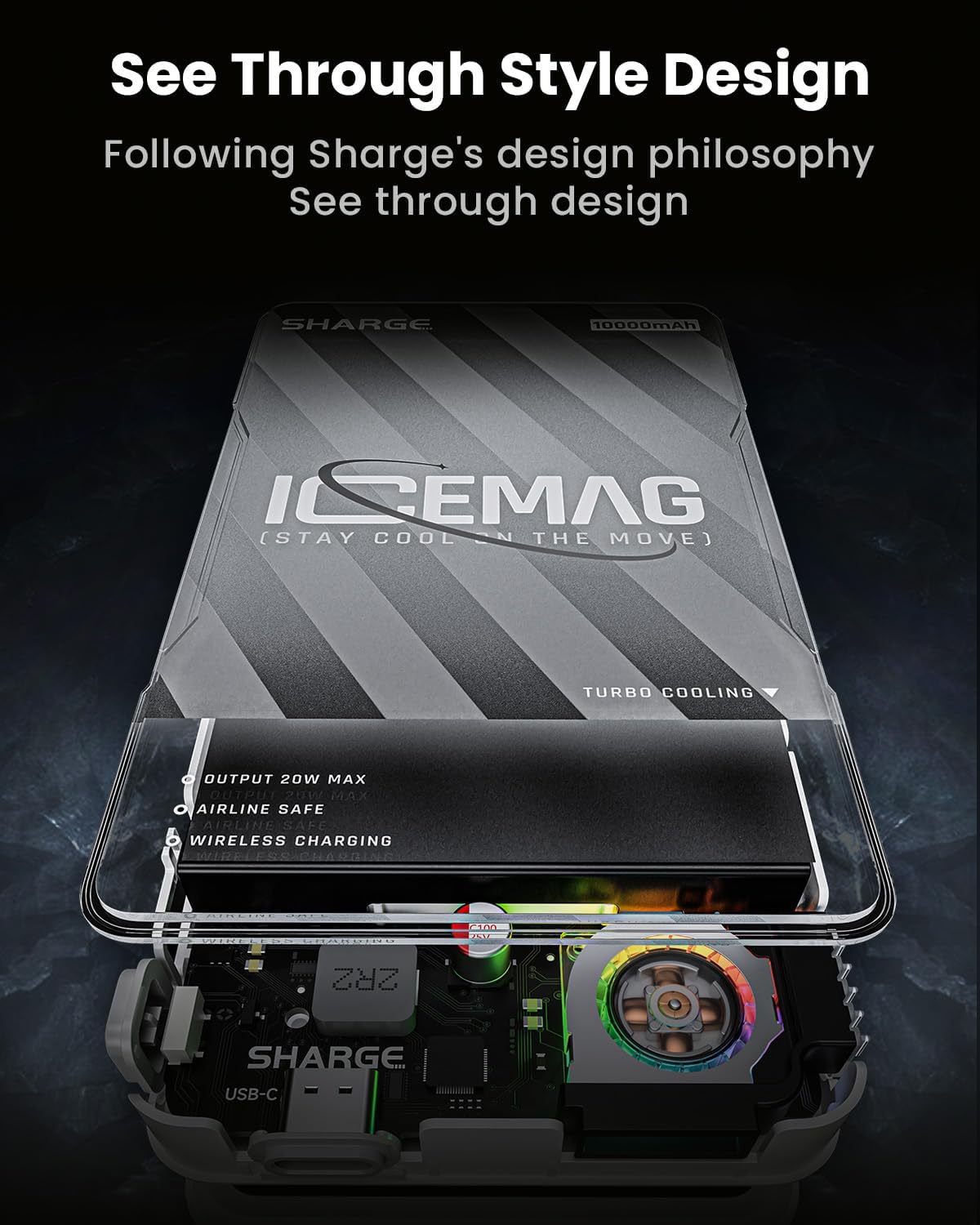 SHARGE ICEMAG Magnetic Power Bank - 10000mAh Battery