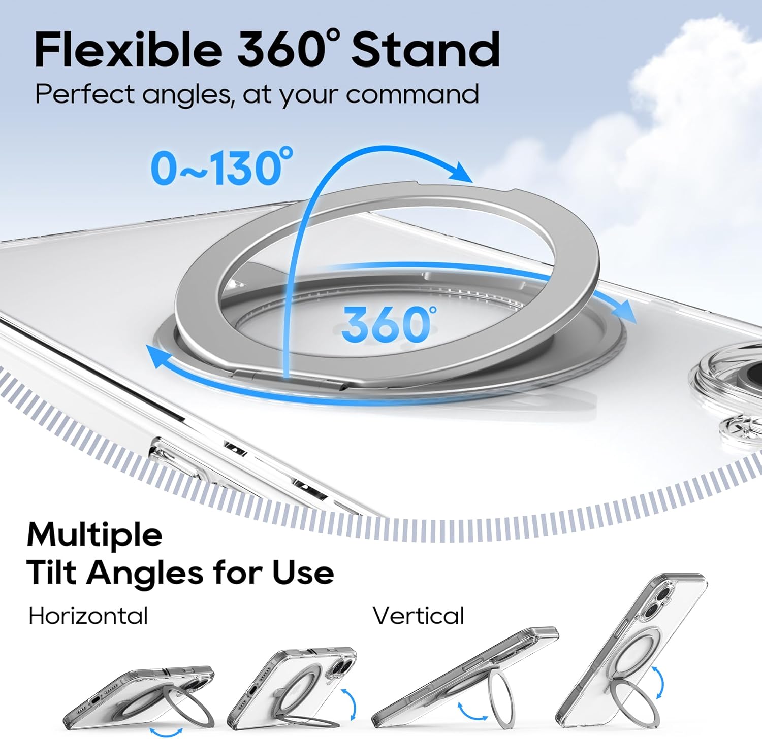 Blueo Crystal Magnetic case with 360 Rotatable stand - iPhone 16