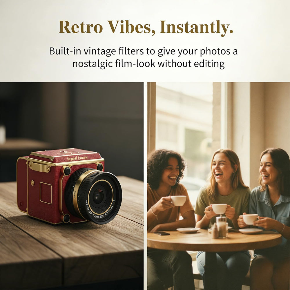 Red Vintage Digital Camera, 64MP 2.7K Retro Point and Shoot Camera with Autofocus, 2" IPS Waist-Level Screen & 16GB TF Card, 16X Zoom Compact Photography Camera