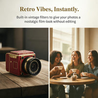 Red Vintage Digital Camera, 64MP 2.7K Retro Point and Shoot Camera with Autofocus, 2" IPS Waist-Level Screen & 16GB TF Card, 16X Zoom Compact Photography Camera