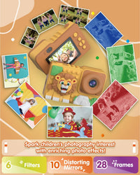 Kids Digital Video Toy Camera with Silicone Building CardBlocks - Lion