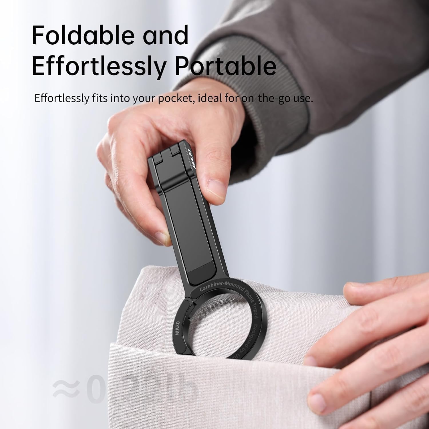 Carabiner-Mounted MagSafe Mobile Phone Tripod