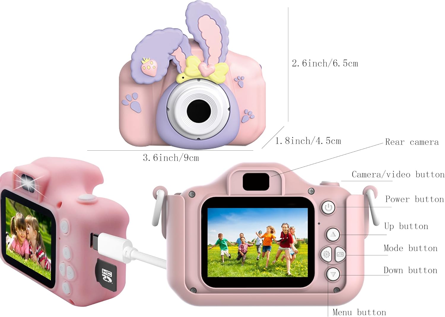 Blue Rabbit Design Kids Cartoon Digital Camera