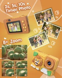 Kids Digital Video Toy Camera with Silicone Building CardBlocks - Lion