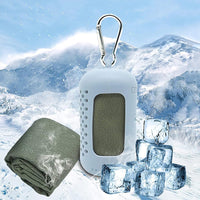 Grey Cooling Towel 40x40cm, Quick Dry Microfiber Sweat Towel with Instant Cooling Effect, Compact Travel Design, Portable Silicone Case & Carabiner for Gym, Yoga, Hiking & Outdoor Fitness