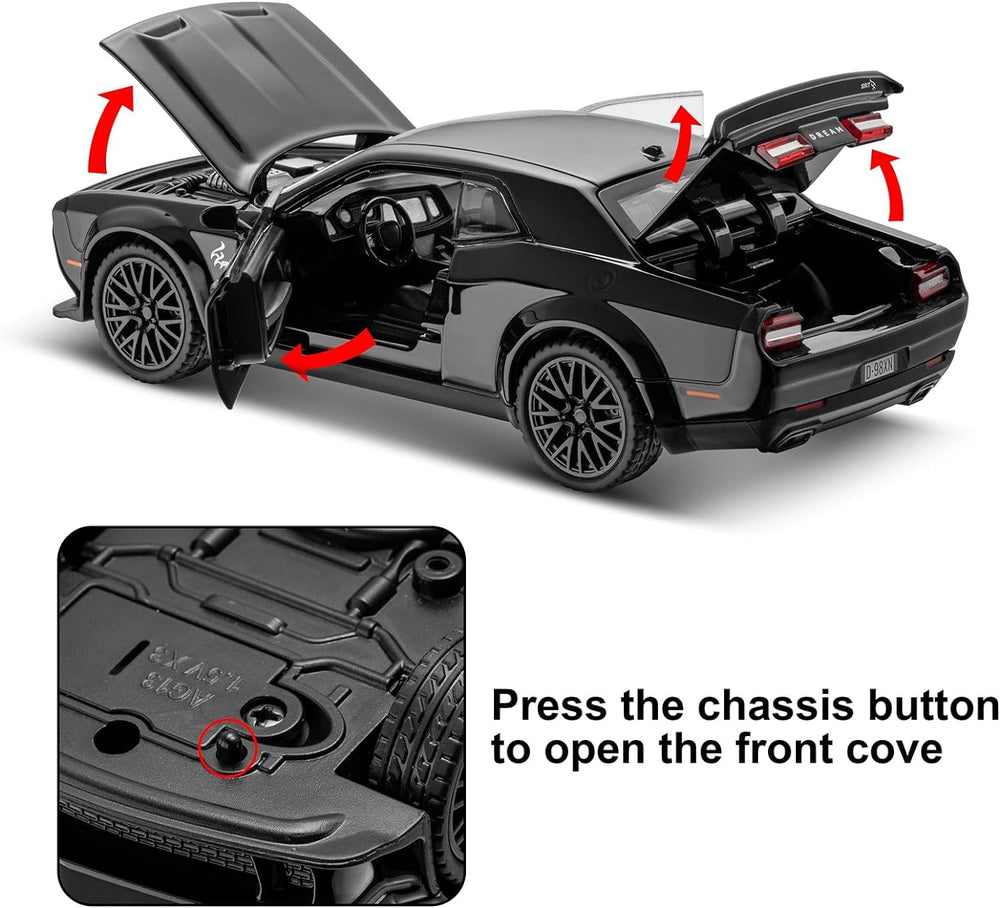 1:32 Scale Black Alloy Metal Pull Back Die-cast Dodge Challenger car