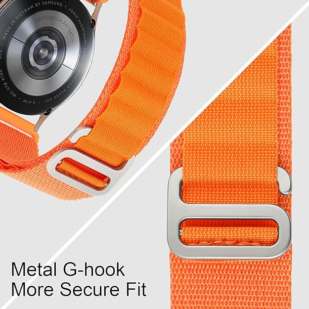 20 MM Orange Alpine loop Bands for Android Smartwatches