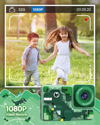 Kids Digital Video Toy Camera with Silicone Building CardBlocks - Dino