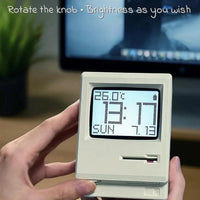 Maclock WB-8 Retro Pixel Alarm Clock, 1984 80s Computer Style Electronic Digital Clock with Large LCD Display, USB Desk Clock for Bedroom, Multiple Alarms, Calendar, Temperature, Adjustable Brightness