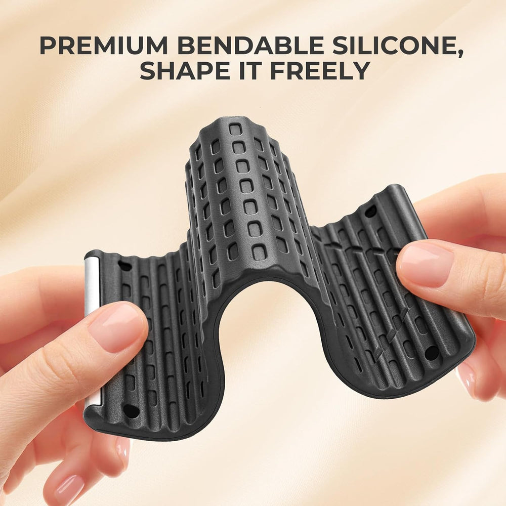 Black Flexible Memory Bend Phone Stand, Foldable Silicone Aluminum Holder, 360° Adjustable & Wrapable, Non-Slip Portable Desk & Travel Stand