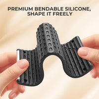 Black Flexible Memory Bend Phone Stand, Foldable Silicone Aluminum Holder, 360° Adjustable & Wrapable, Non-Slip Portable Desk & Travel Stand