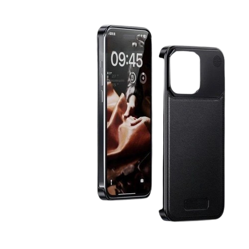 Black Aero Flex Premium Metallic Leather Case - iPhone 15 Pro