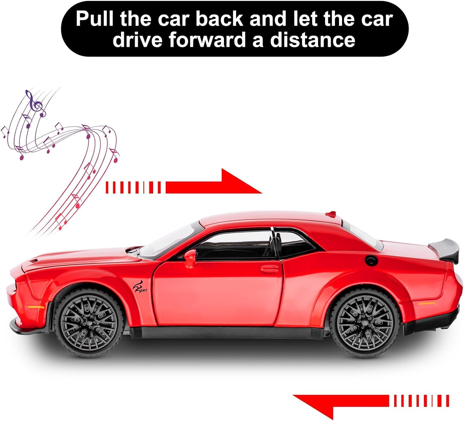 1:32 Scale Exclusive Alloy Metal Pull Back Die-cast Dodge Challenger-Red