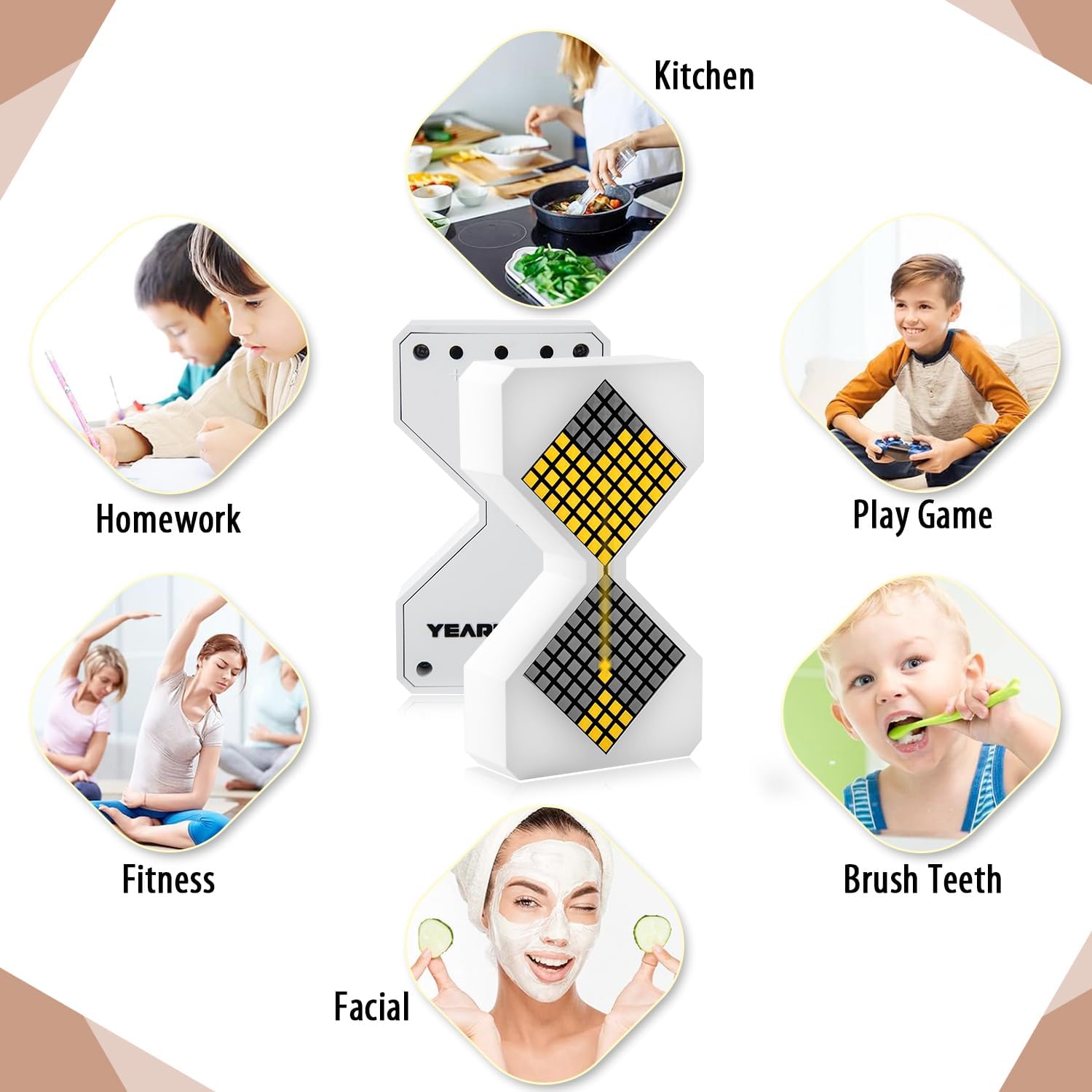 LED Digital Timer, 1-30 Minutes Visual Timer Count Down Electronic Hourglass Light Timer