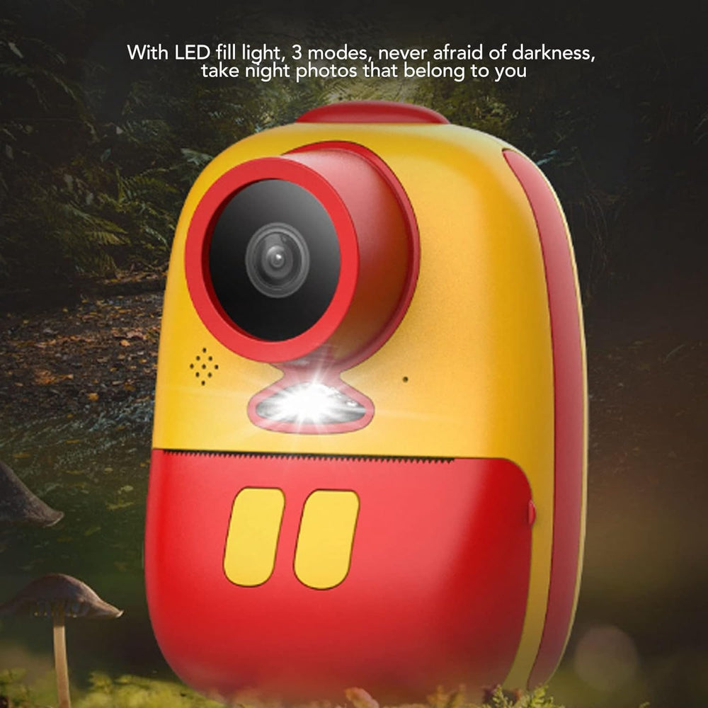 Instant Printing Retro Photo and Video Camera for Kids, 1080P Full-HD Video(Red)