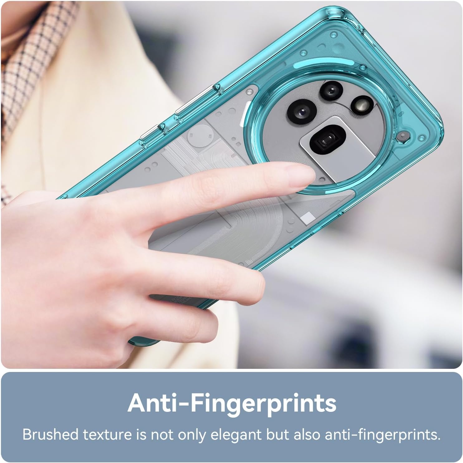 Hard PC + TPU Frame, Drop-Resistant, Protective Case Compatible with Nothing Phone 3a Pro (Transparent Blue)