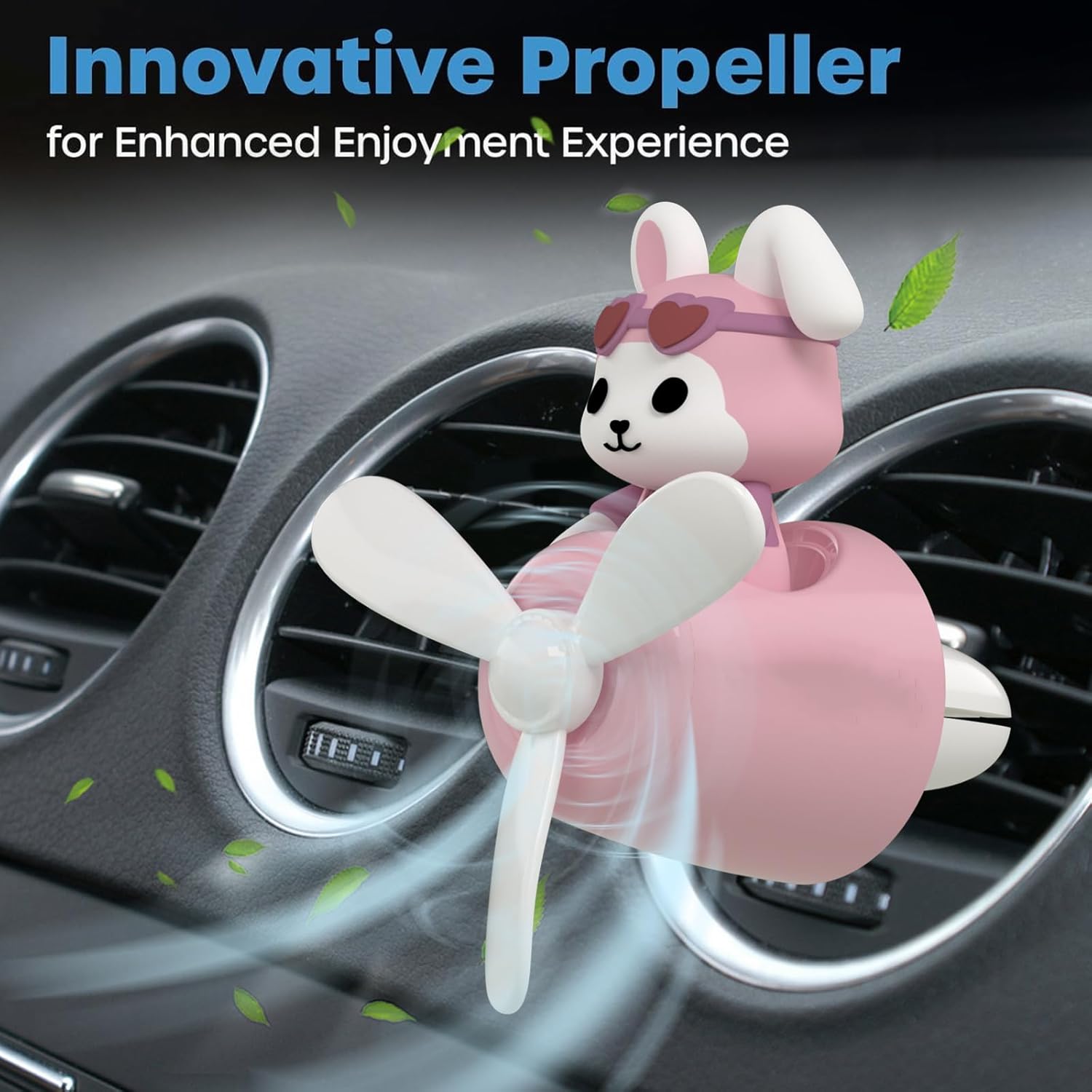 Cute Rabbit Car Vent Clip Air Freshener with Fragrant Tablet Automotive Air Outlet Fan Diffuser