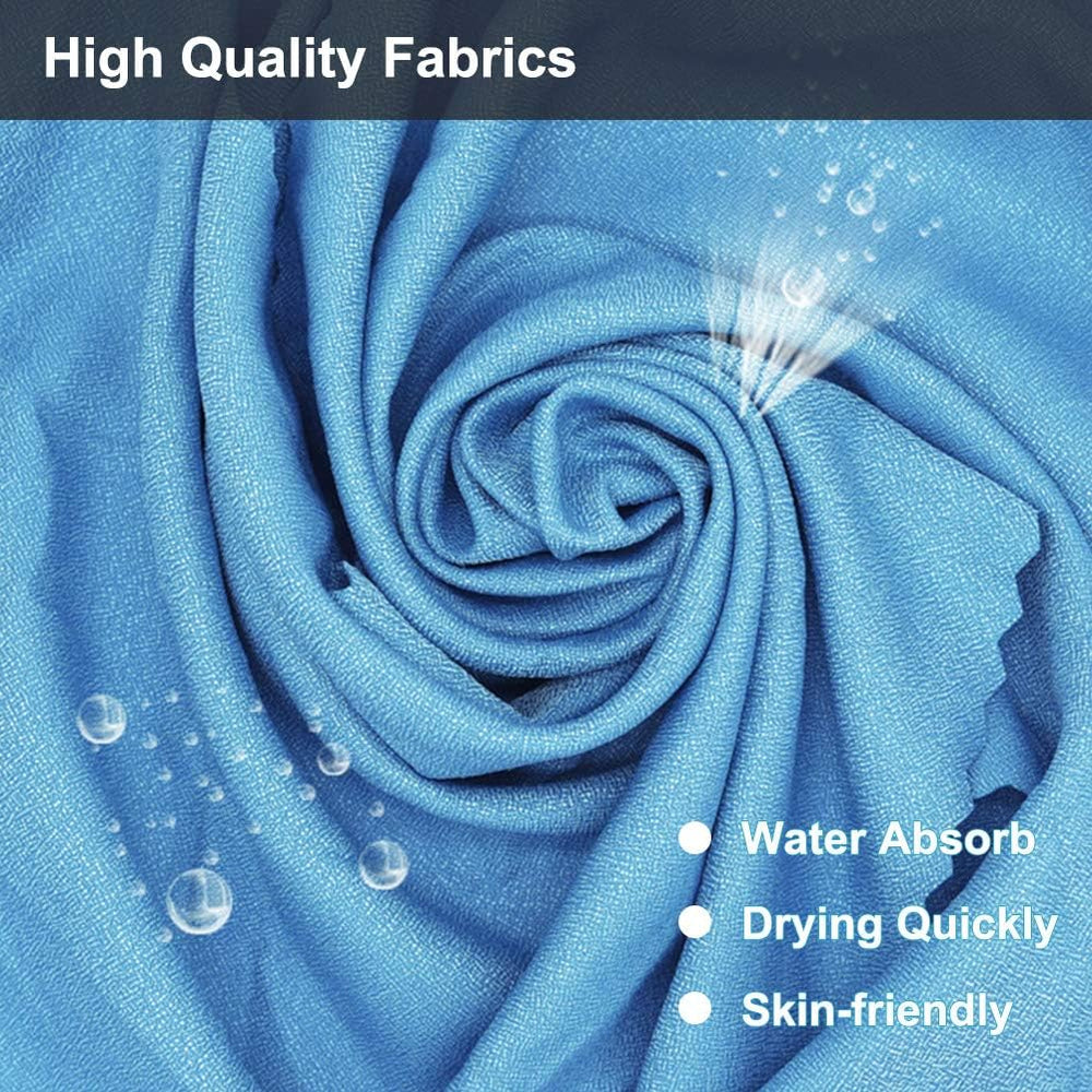 Blue Cooling Towel 40x40cm, Quick Dry Microfiber Sweat Towel with Instant Cooling Effect, Compact Travel Design, Portable Silicone Case & Carabiner for Gym, Yoga, Hiking & Outdoor Fitness