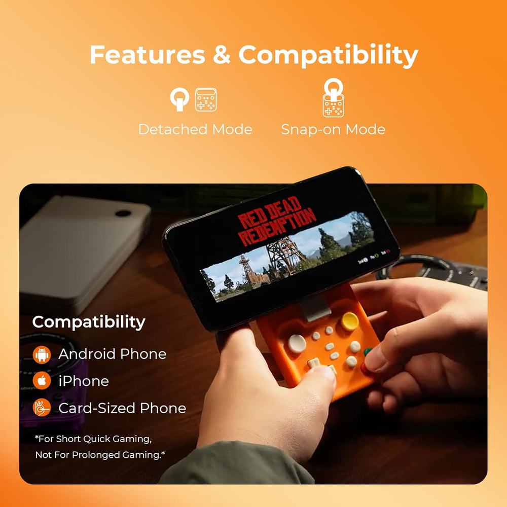 Orange M4 Snap-On Mobile Gaming Controller for Android & iPhone
