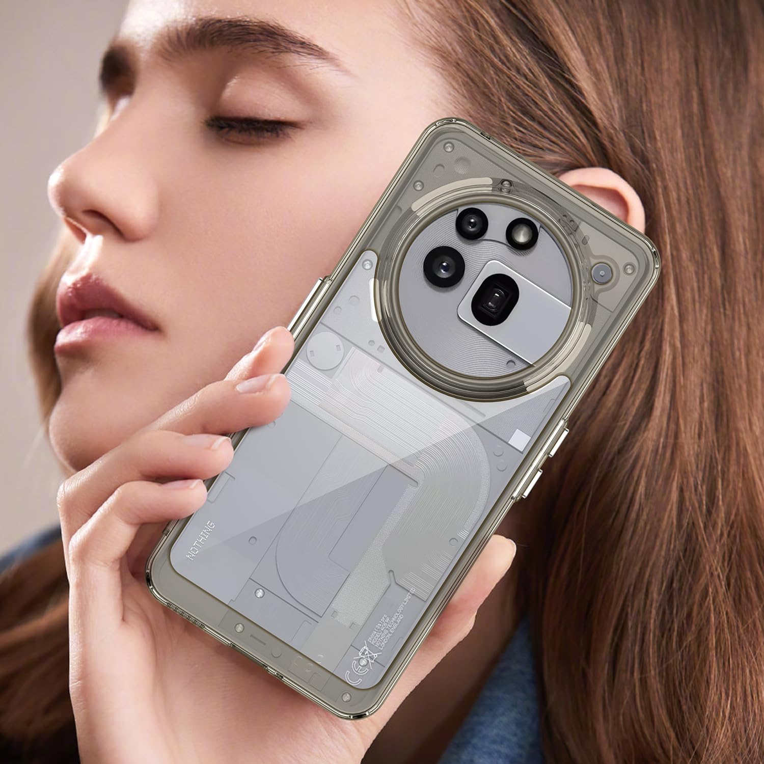 Hard PC + TPU Frame, Drop-Resistant, Protective Case Compatible with Nothing Phone 3a Pro (Transparent Grey)