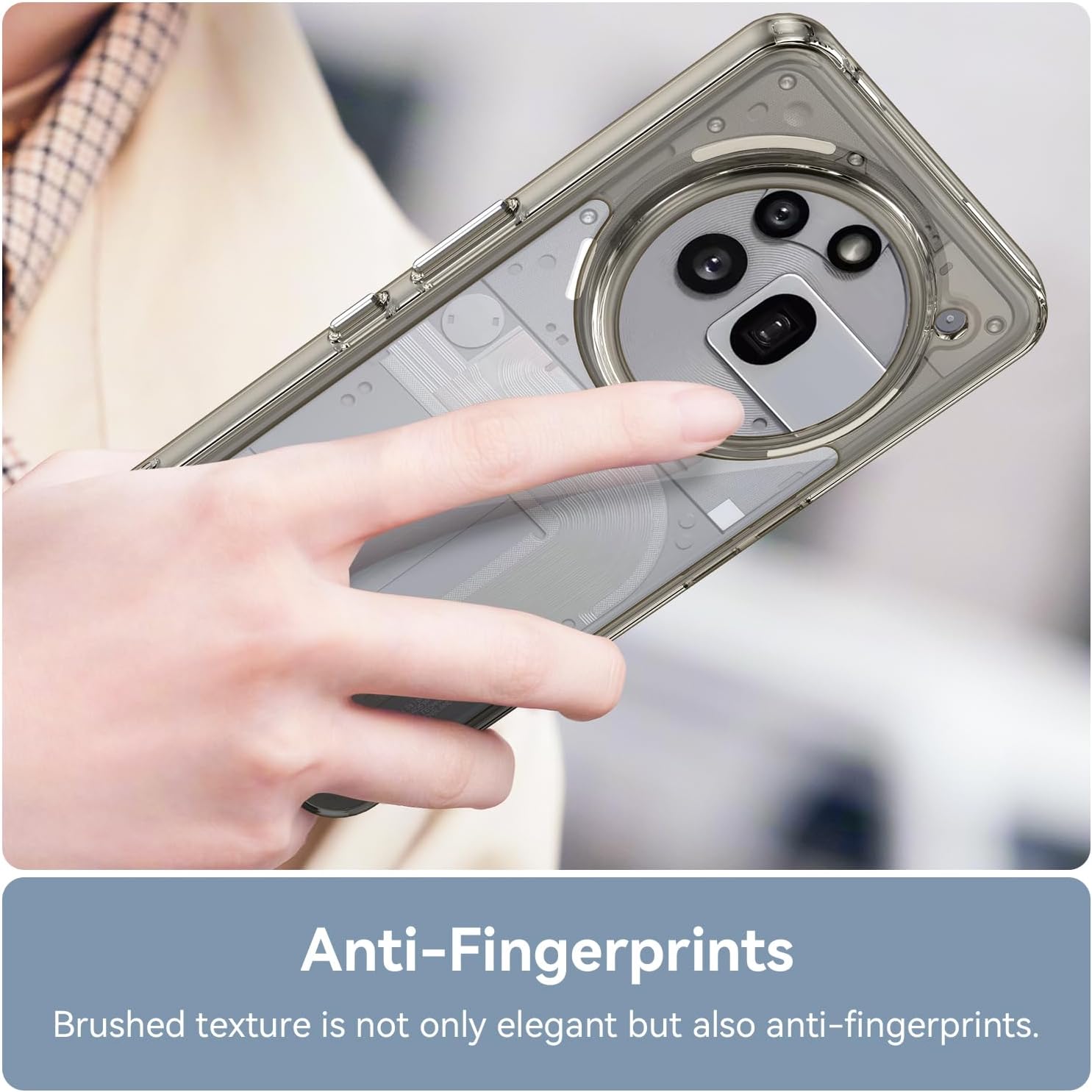 Hard PC + TPU Frame, Drop-Resistant, Protective Case Compatible with Nothing Phone 3a Pro (Transparent Grey)