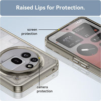 Hard PC + TPU Frame, Drop-Resistant, Protective Case Compatible with Nothing Phone 3a Pro (Transparent Grey)