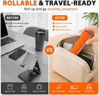Orange Flexible Memory Bend Phone Stand, Foldable Silicone Aluminum Holder, 360° Adjustable & Wrapable, Non-Slip Portable Desk & Travel Stand