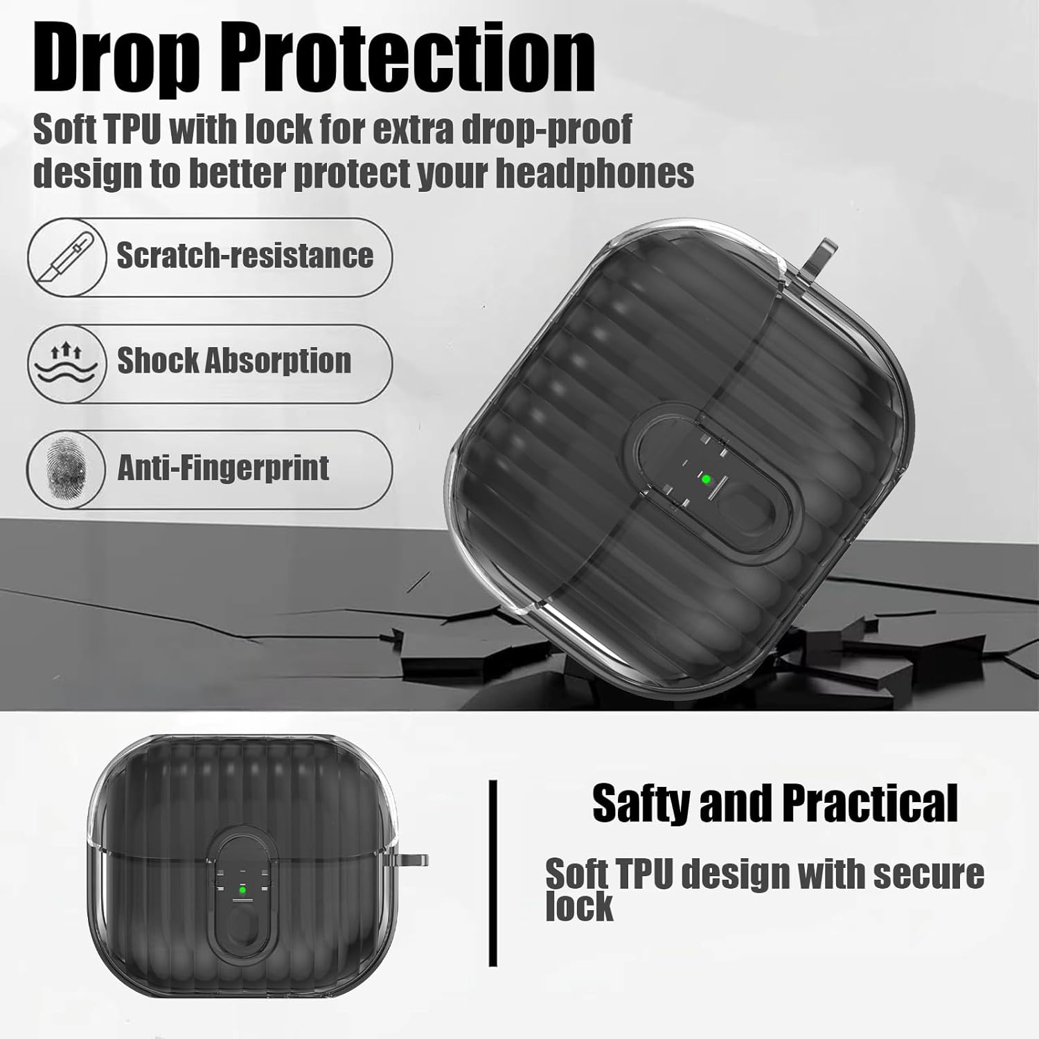 Clear Black Luggage Design wave pattern case for Samsung Galaxy Buds3 Pro/Galaxy Buds3