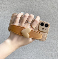Lovely Wrist Strap Slim PU Leather Cute Lanyard Phone Case for iPhone 12/14/15